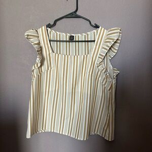 Tan striped blouse from SHEIN